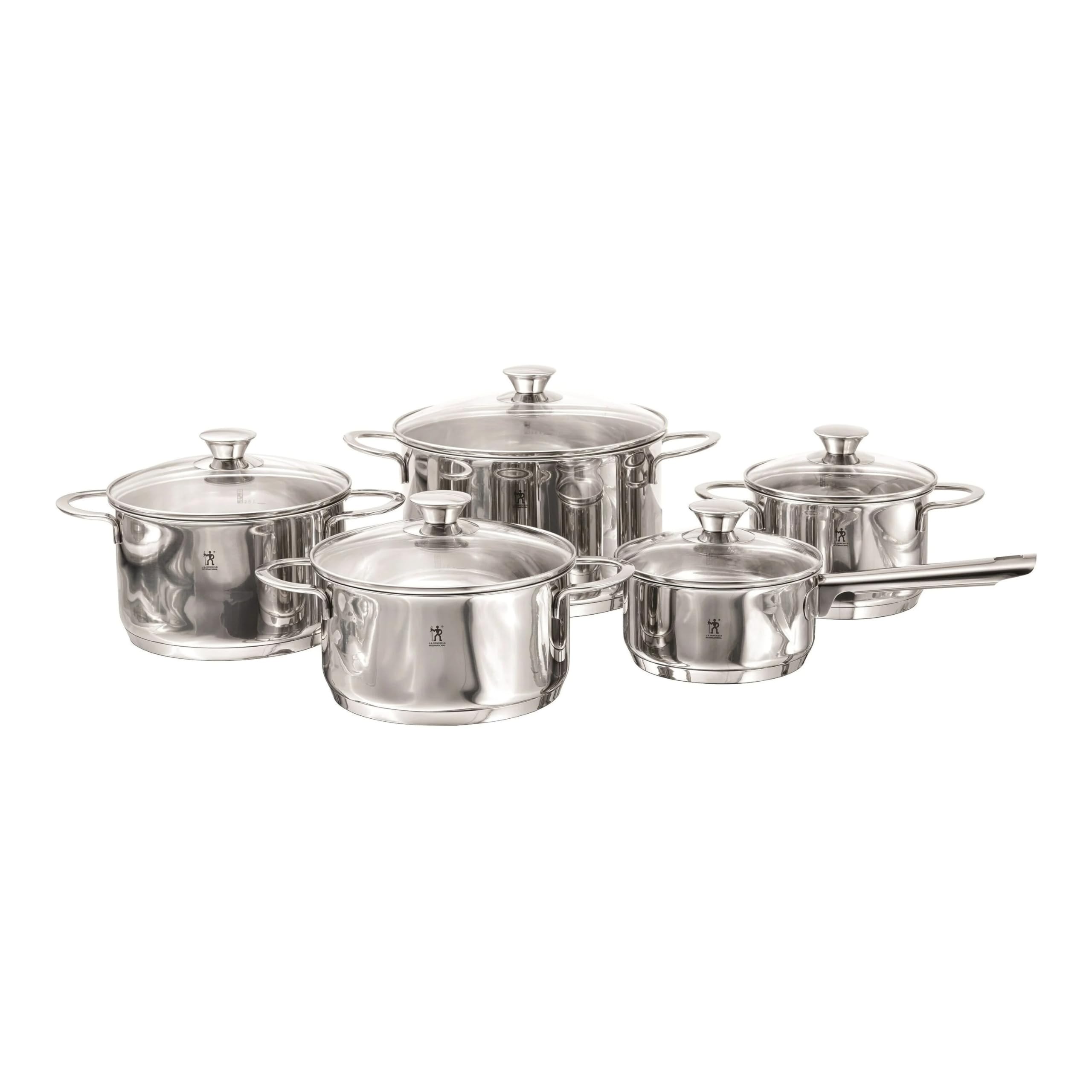 HENCKELS Biarritz 10 Piece 18/10 Stainless Steel Cookware Pot Set